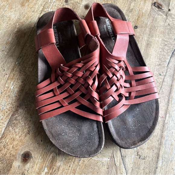 Merrill district Mahana blackstrap women’s redwood woven leather sandal size 9 - Picture 2 of 7